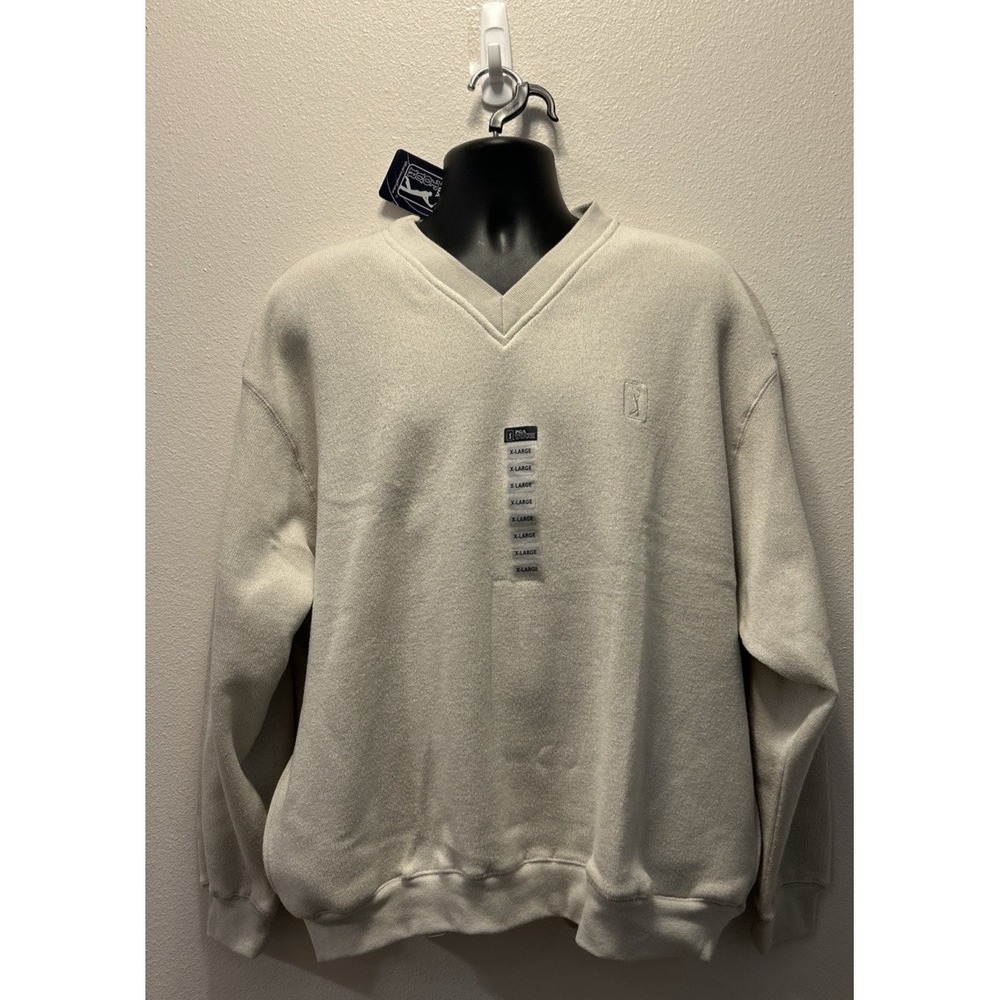 Brand New PGA‎ Tour V Neck Sweater Vintage Cream 100% Cotton Size XL
